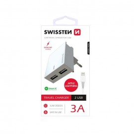 Swissten smart ic / set incarcator+cablu usb to lightning 2xusb